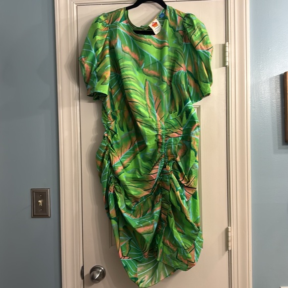 Tropical Green Leaf Print Dress - Picture 4 of 7
